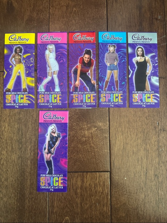 Cadbury Other - A Complete Set + 1 of 6 Cadbury Spice Girls Chocolate Wrappers